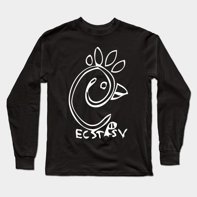 Ecstasy Doodle White Long Sleeve T-Shirt by Mijumi Doodles